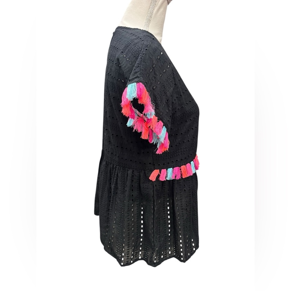 Andrée by Unit Eyelet Tassel Peplum Top NWT Boho Festival Vacation Small - Picture 3 of 7